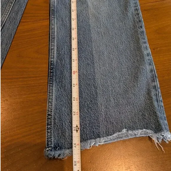 Reformation Natoma Blue Denim Distressed High-rise Straight Leg Jeans, size 25 - Picture 7 of 8